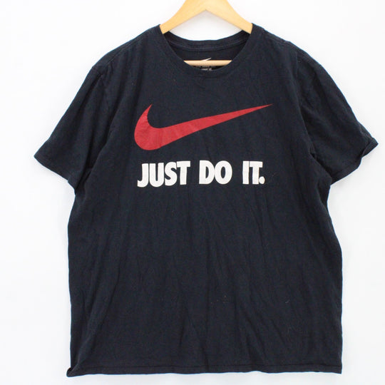 Nike Shirt Tee Mens Black Short Sleeve Just Do It Graphic Cotton Size XL