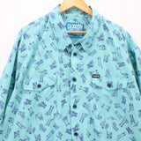 DIXXON Shirt Mens Blue Short Sleeve All Over Print Limited Edition Collared 4XL