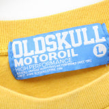 Vintage Oldskull Motor Oil Shirt Mens Yellow Short Sleeve Tiger Graphic Logo L