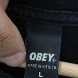 Obey Shirt Mens Black Short Sleeve Designer Big Art Graphic Cotton Size Large L